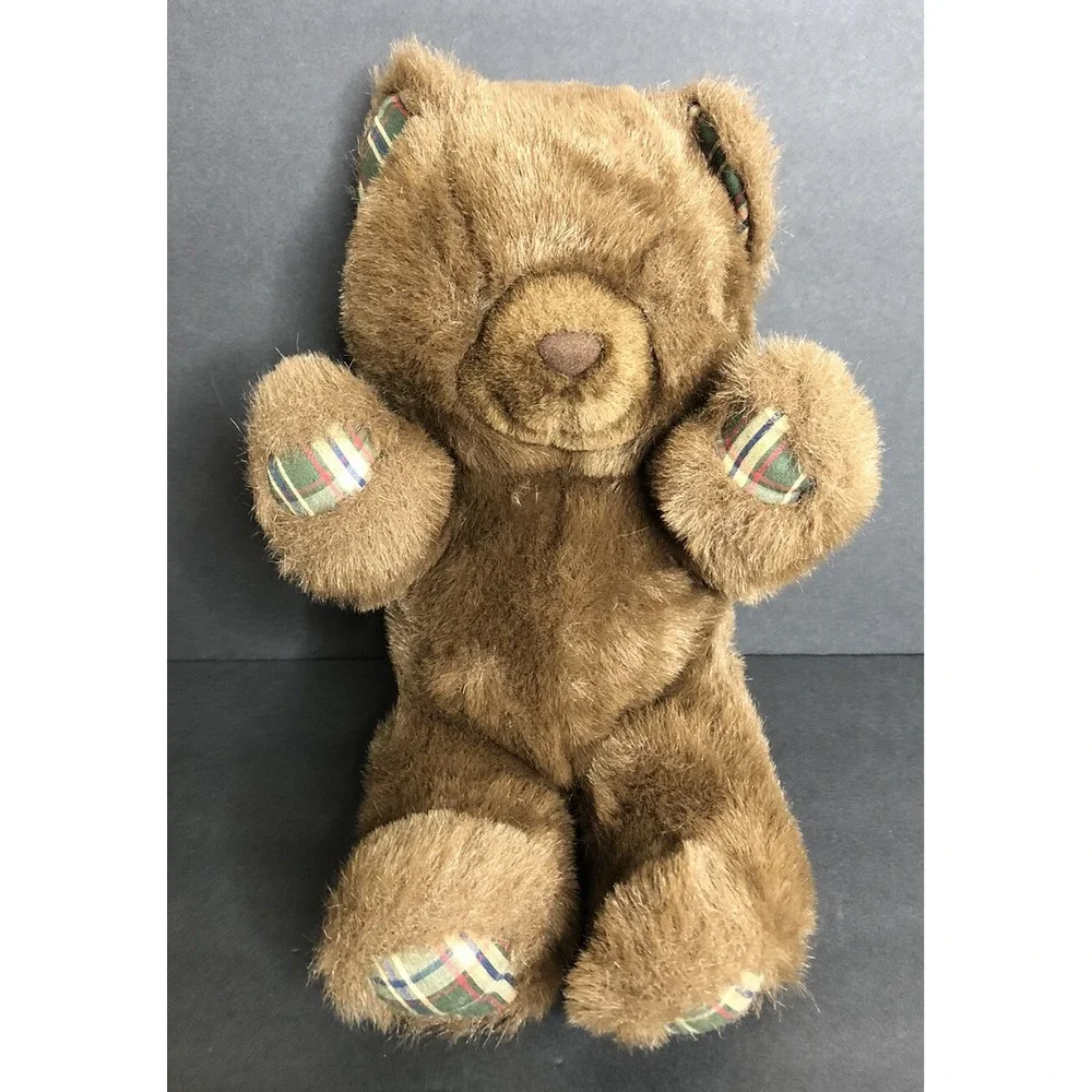 Lemonwood Asia Teddy Bear Plush Brown Vintage Stuffed Animal Plaid Paws 14